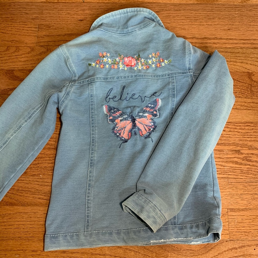 Butterfly And Flower Denim Shirt